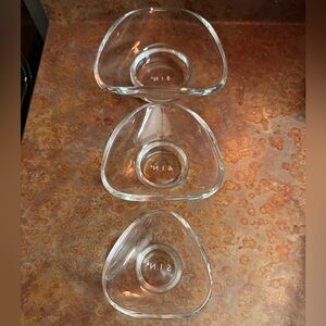 NEW SIN - Set of 3 URCH GLASS DECORATIVE Nesting BOWLS 3.6, 4.5, 5.25” No Box